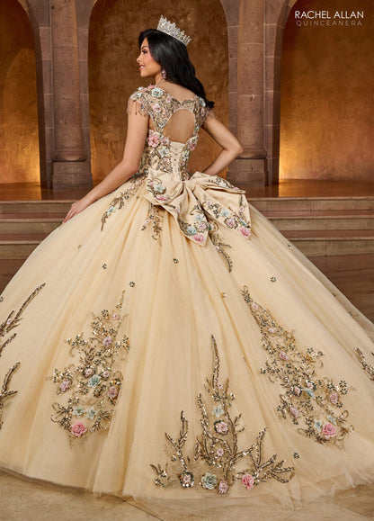 Rachel Allan RQ3126 Fringe Cap Sleeve Quinceanera Dress