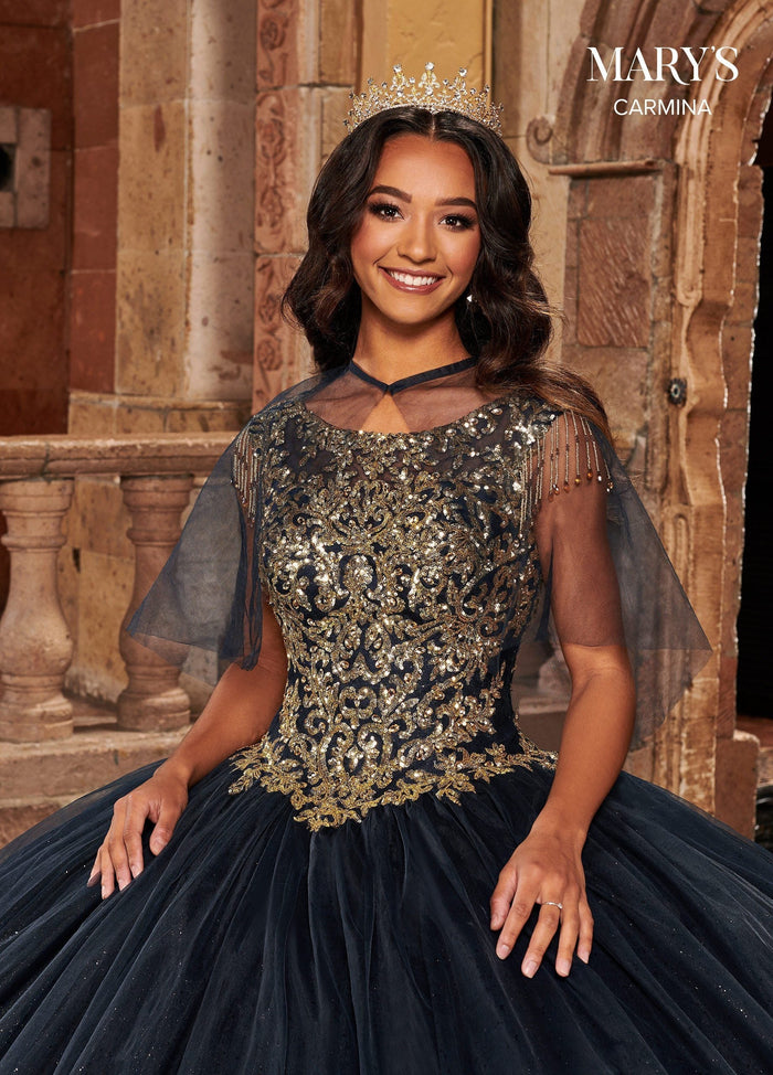 Mary's Bridal MQ1085 Fringe Sleeve Quinceanera Dress