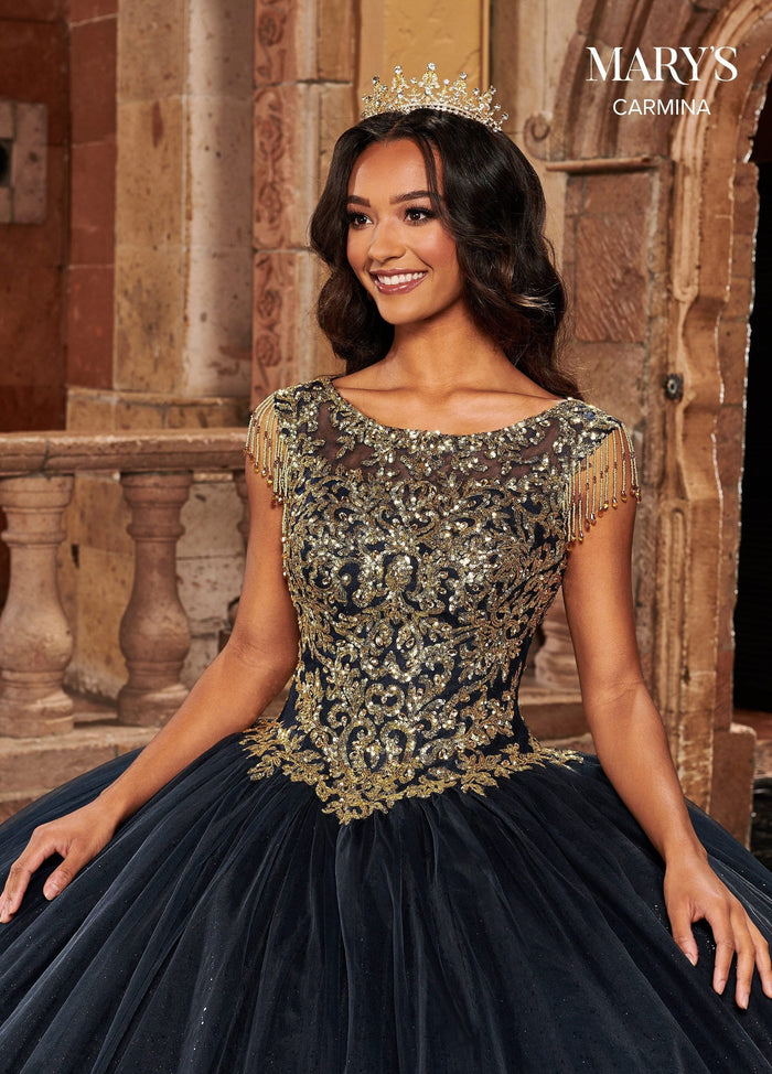 Mary's Bridal MQ1085 Fringe Sleeve Quinceanera Dress