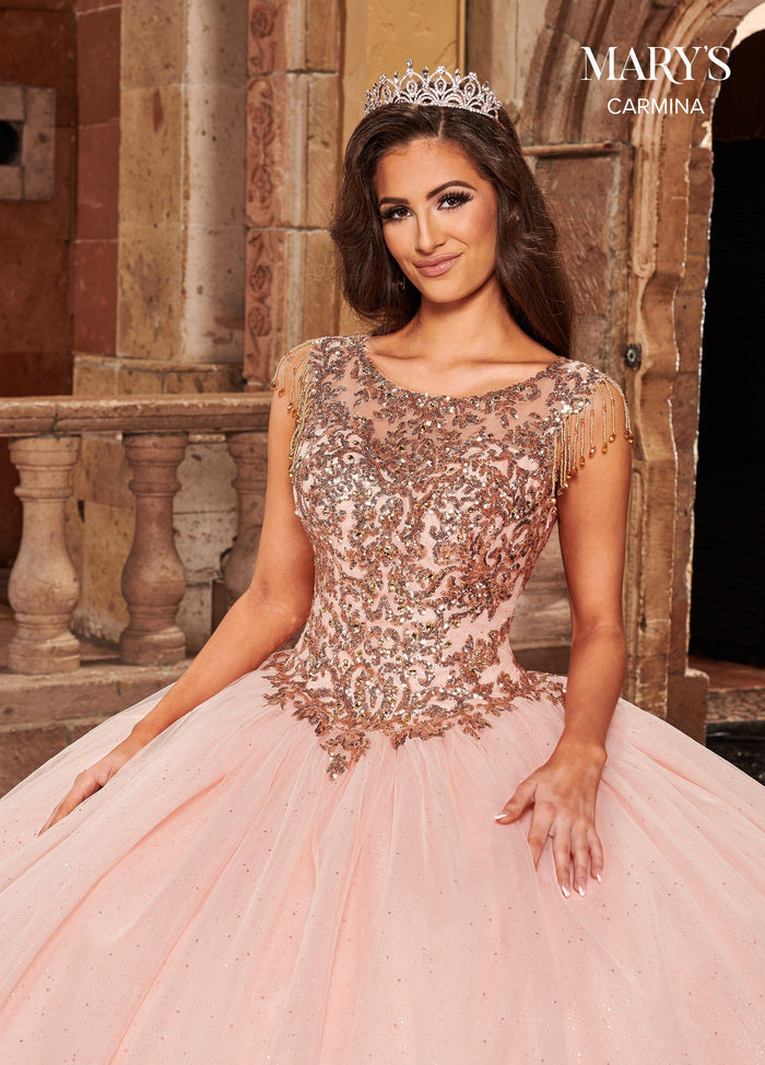 Mary's Bridal MQ1085 Fringe Sleeve Quinceanera Dress