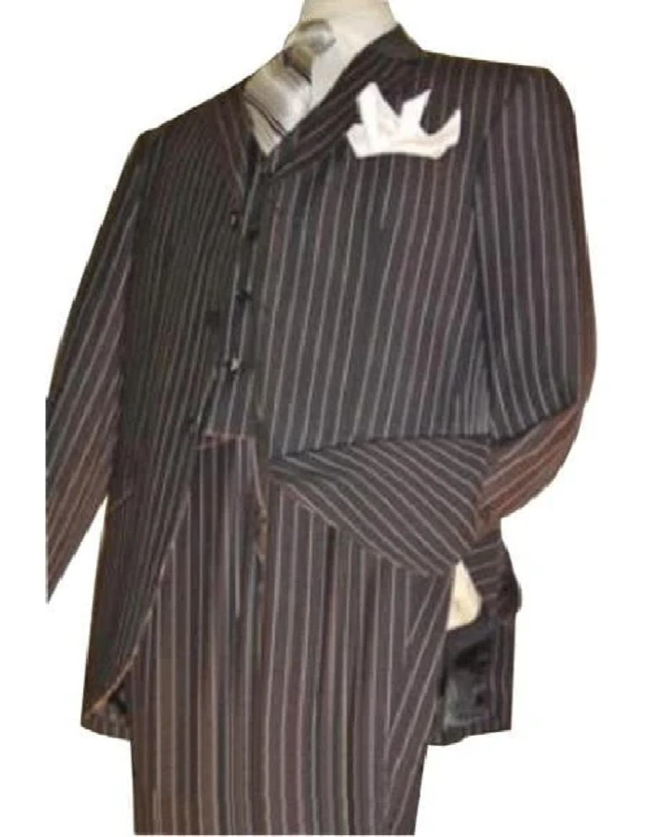 Highest Quality Jet Liquid Black Pinstripe Vested 3 ~ Three Piece Suit Super 120's 100% Suits