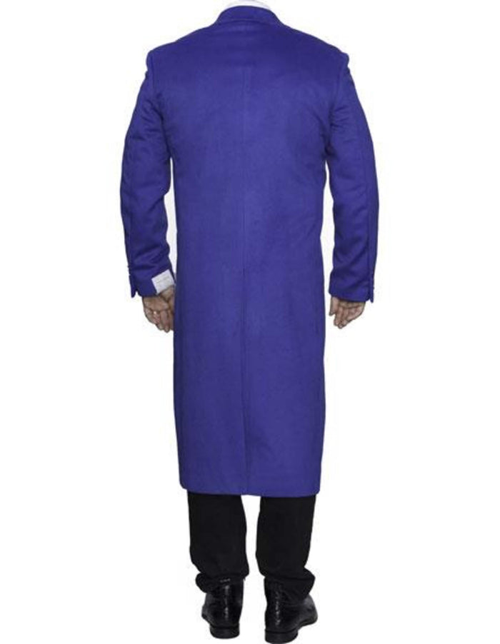 Full Length Royal Blue Wool Dress Ankle length Top Coat/Overcoat - Men's Tuxedo USA