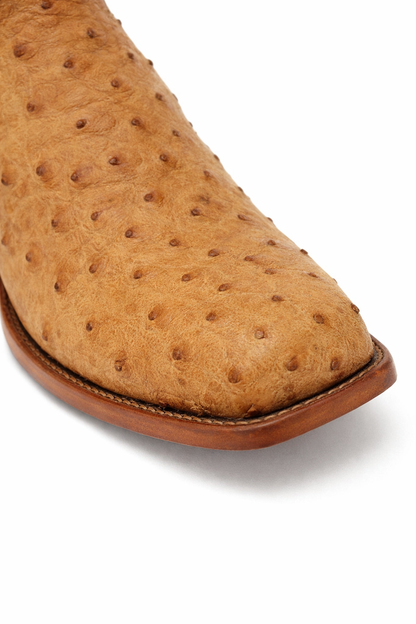 Dan Post Men's Gehrig Full Quill Ostrich Round Toe Boots - Saddle