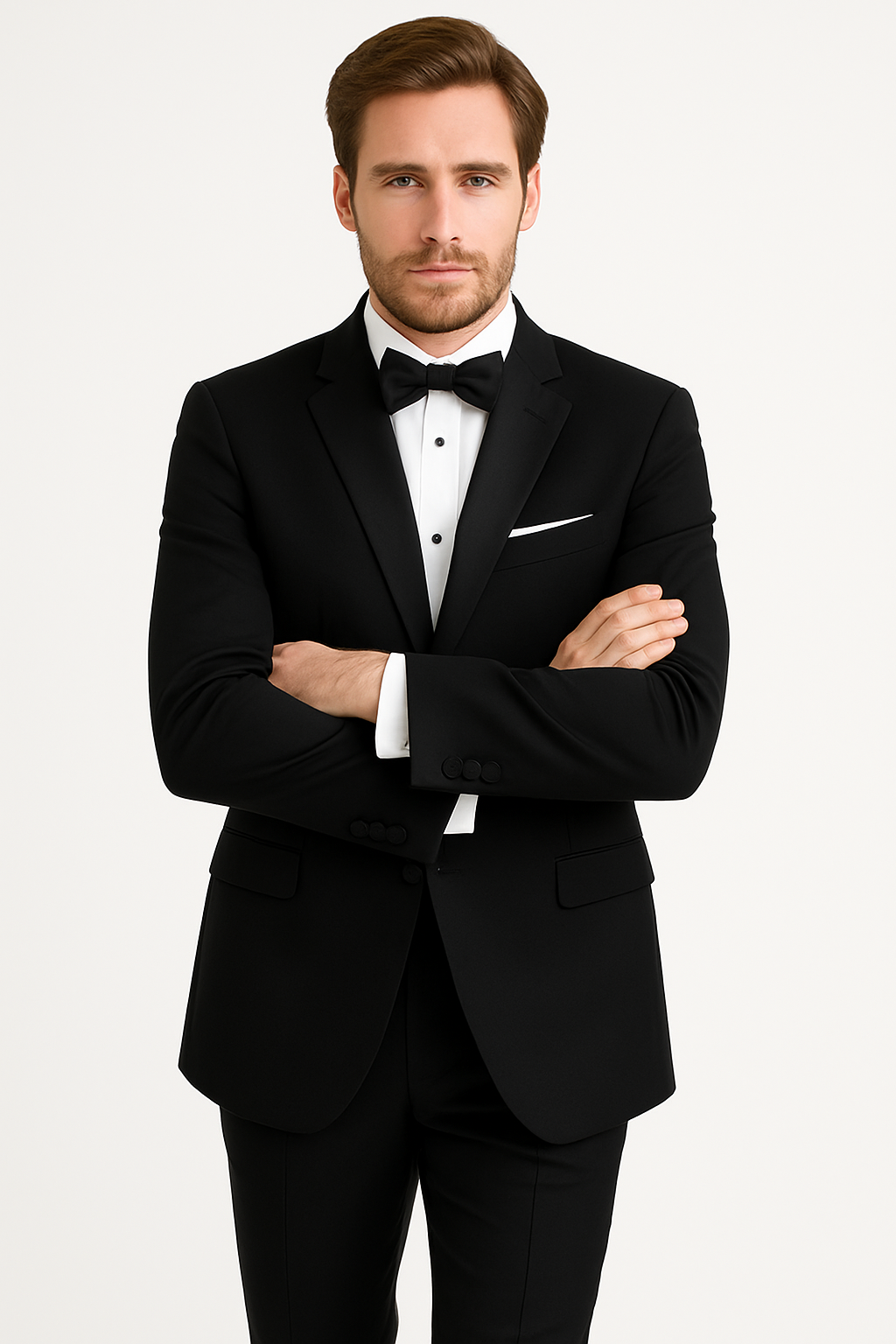 Mens 100% Wool 1 Button Peak Lapel Tuxedo in Black