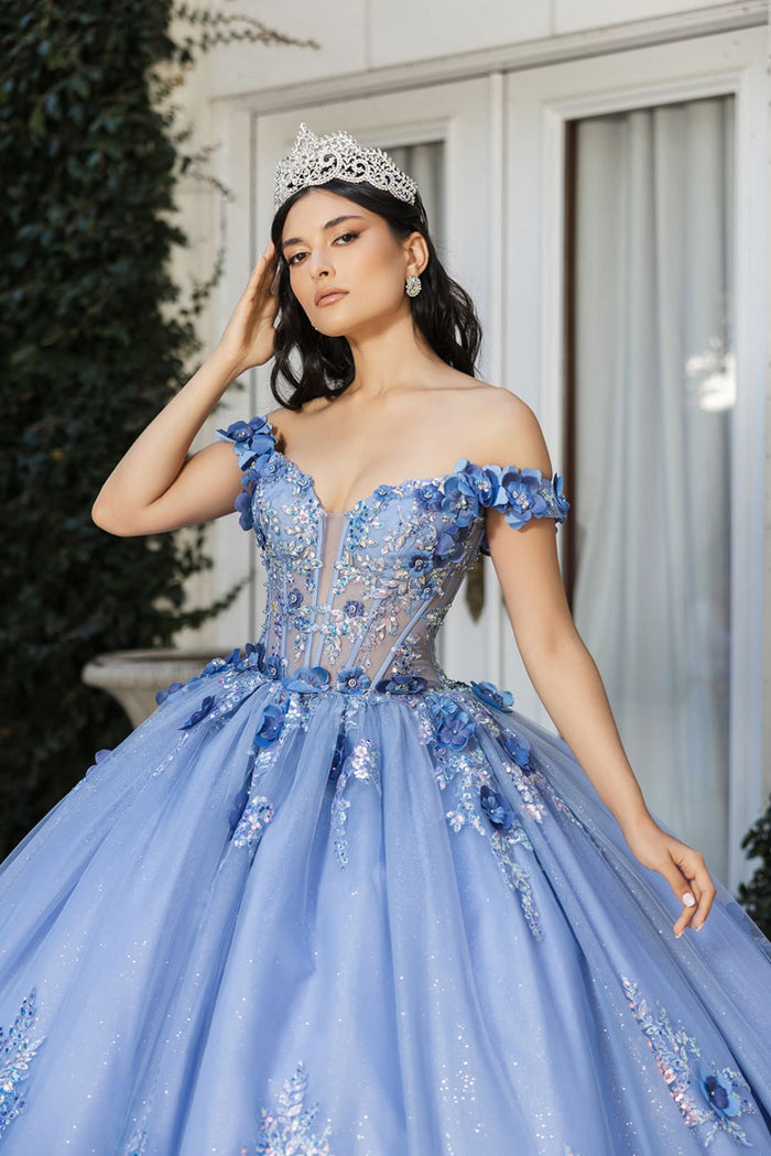 Gala Gown Off Shoulder Sheer Corset  Prom Dress By Layla K LK262