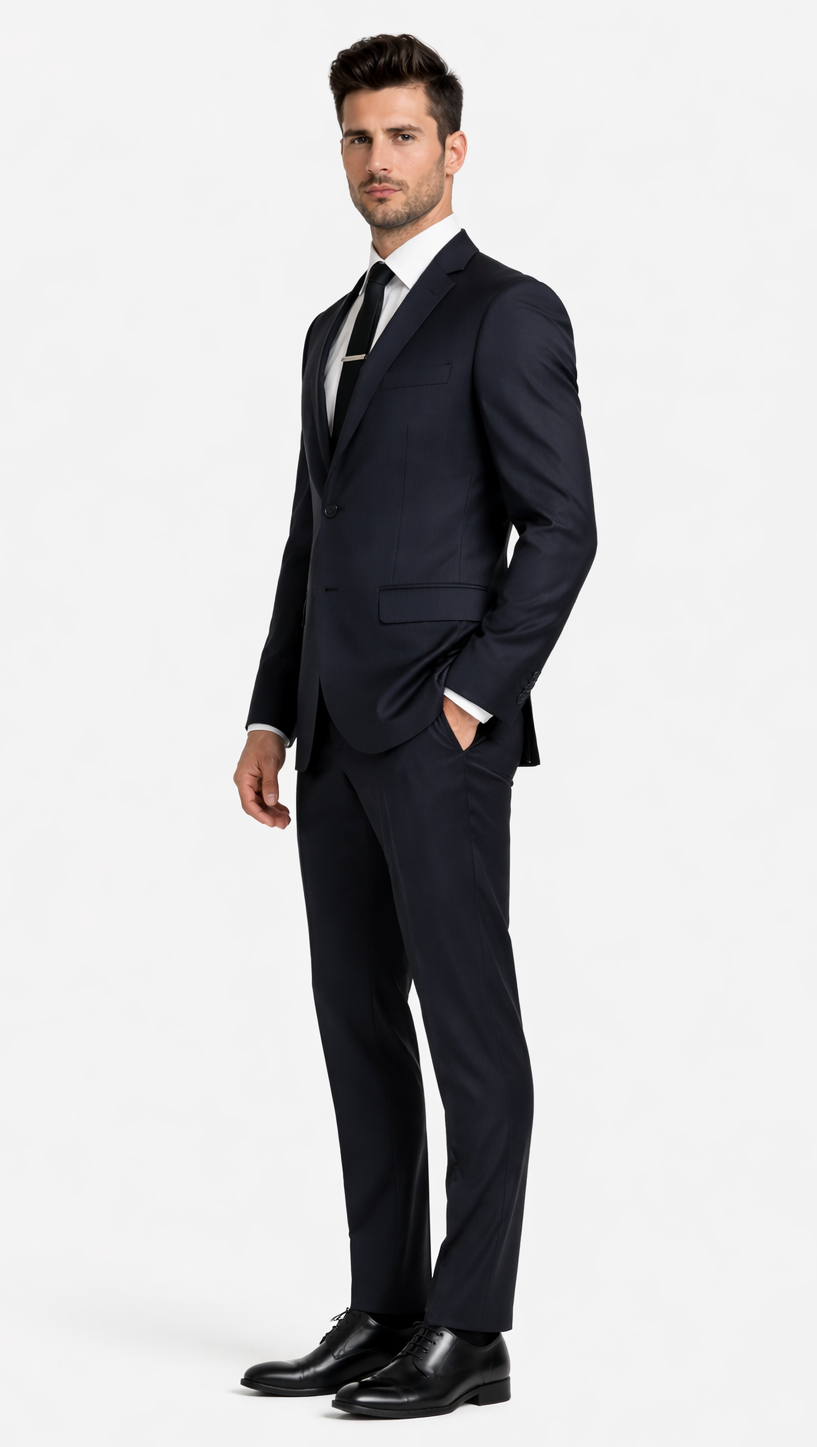 Galante Uomo Made in Italy Wool Black Suit