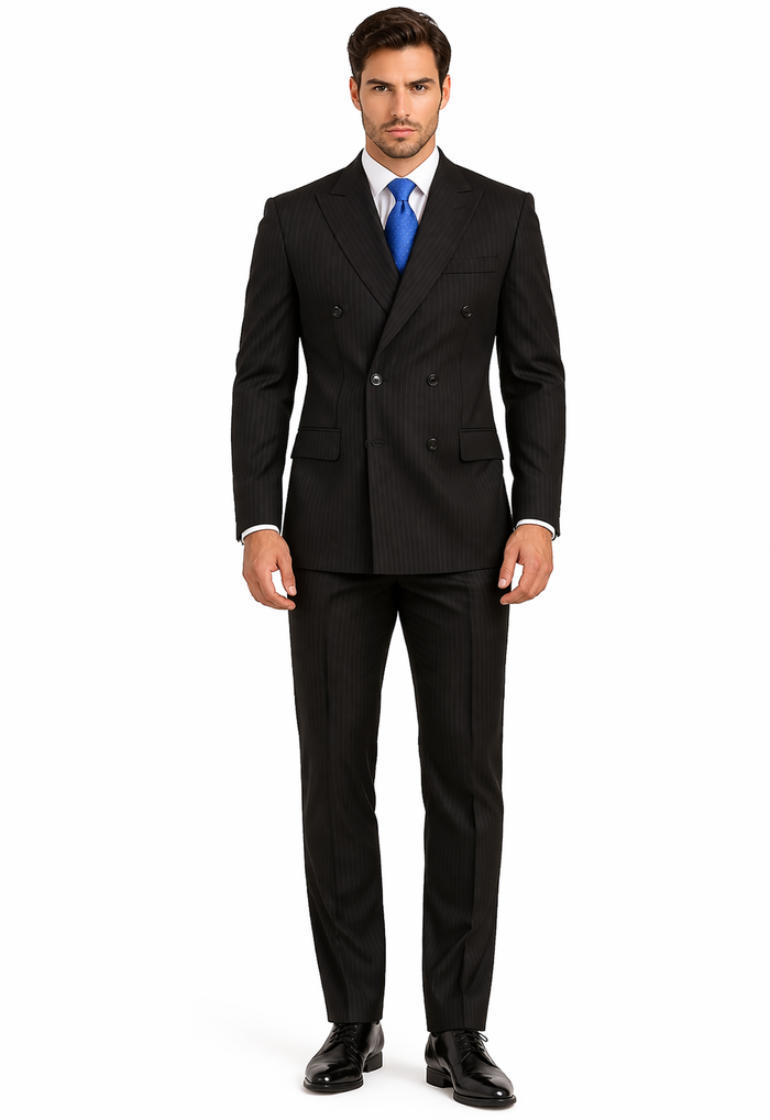 Giorgio Fiorelli Double-Breast Black Stripe Suit