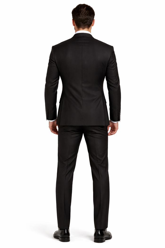 Giorgio Fiorelli Double-Breast Black Stripe Suit