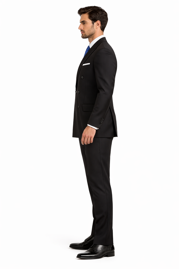 Giorgio Fiorelli Double-Breast Black Stripe Suit