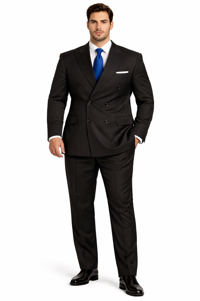 Giorgio Fiorelli Double-Breast Black Stripe Suit