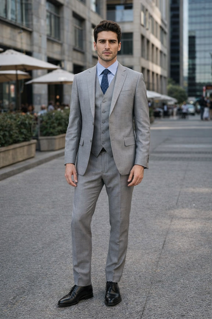 Giorgio Fiorelli Grey Two-Button Suit  Vest