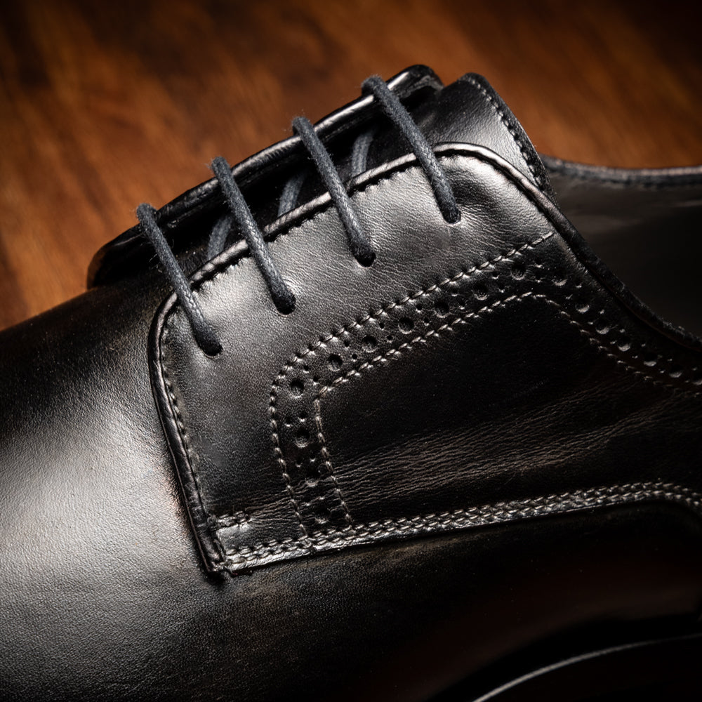 Zelli Giovanni Black Cap Toe Brogues with Textured Finish