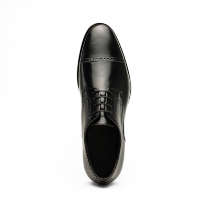 Zelli Giovanni Black Cap Toe Brogues with Textured Finish