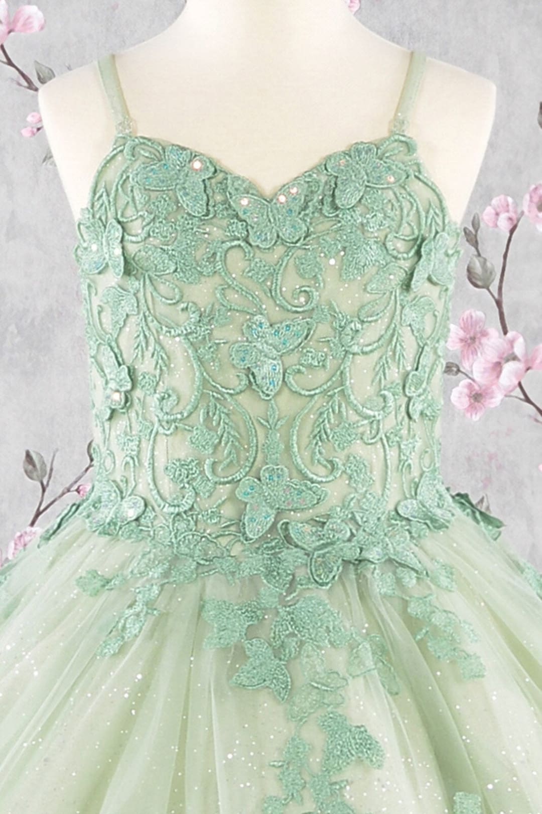 Girls 3D Butterfly Sleeveless Cape Gown by Elizabeth K GK114 - Girls Formal Dresses