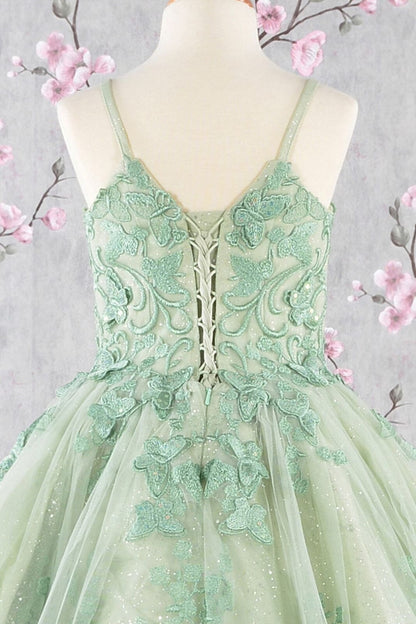 Girls 3D Butterfly Sleeveless Cape Gown by Elizabeth K GK114 - Girls Formal Dresses