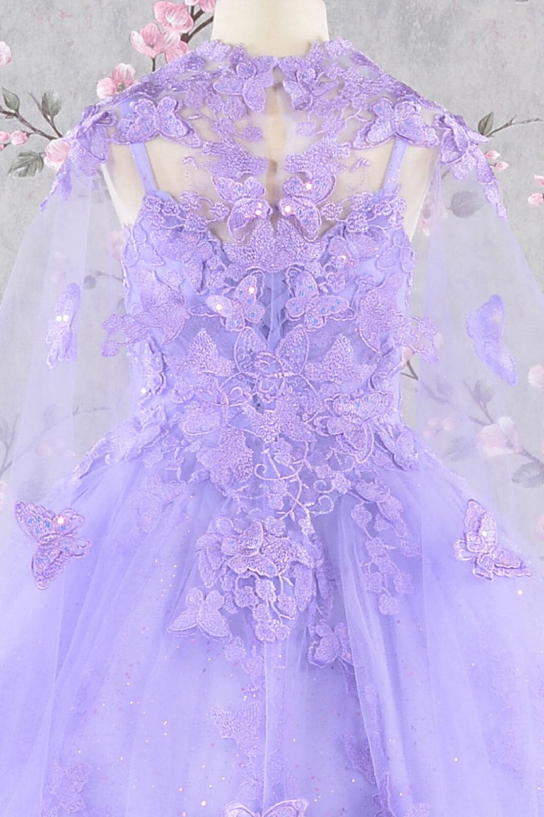 Girls 3D Butterfly Sleeveless Cape Gown by Elizabeth K GK114 - Girls Formal Dresses