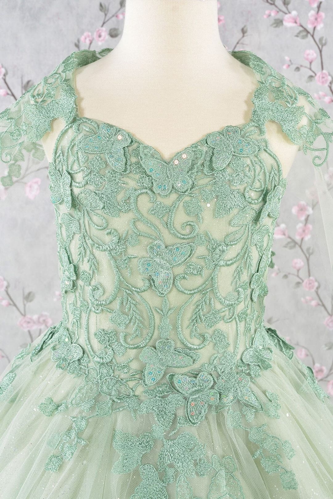 Girls 3D Butterfly Sleeveless Cape Gown by Elizabeth K GK114 - Girls Formal Dresses