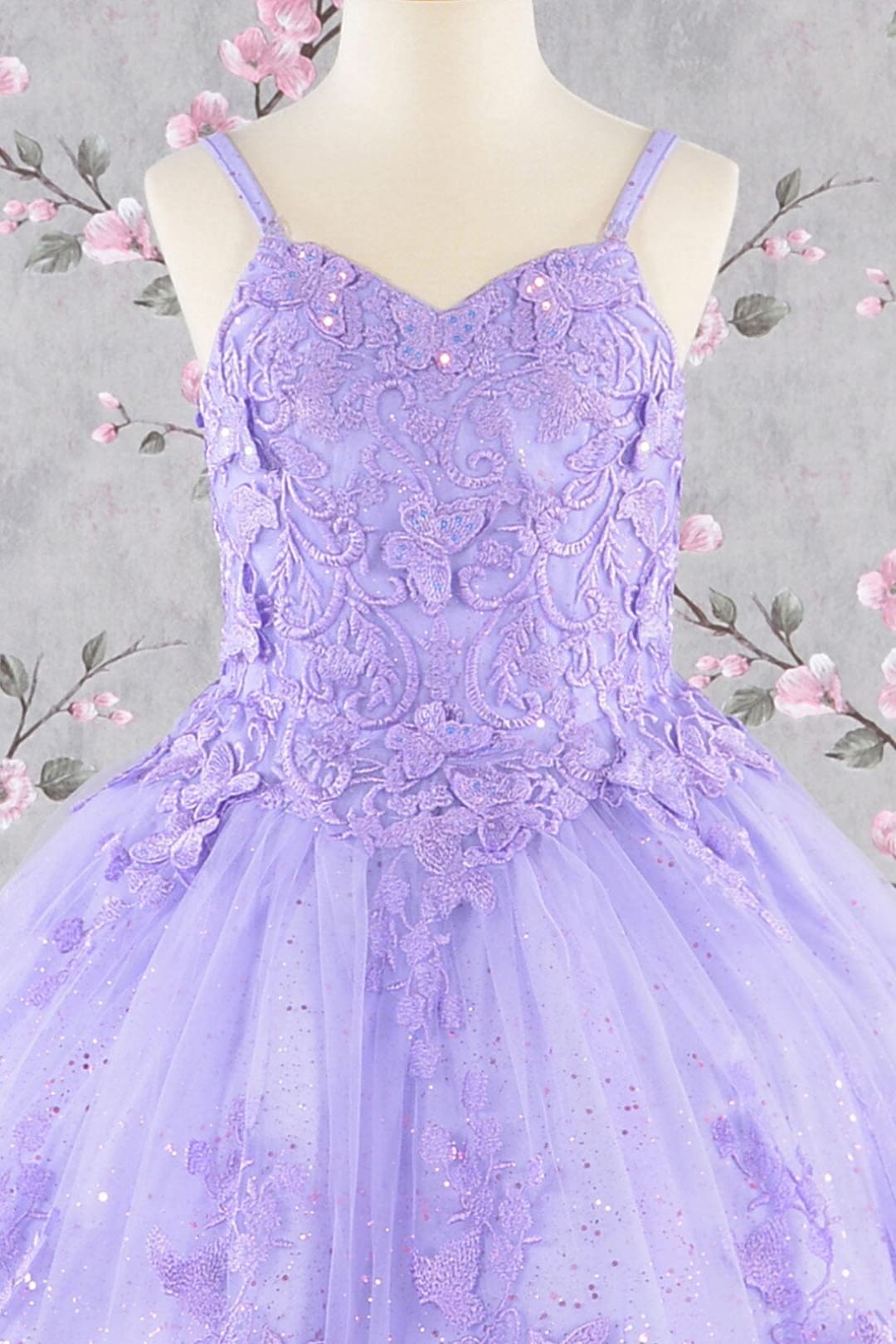 Girls 3D Butterfly Sleeveless Cape Gown by Elizabeth K GK114 - Girls Formal Dresses