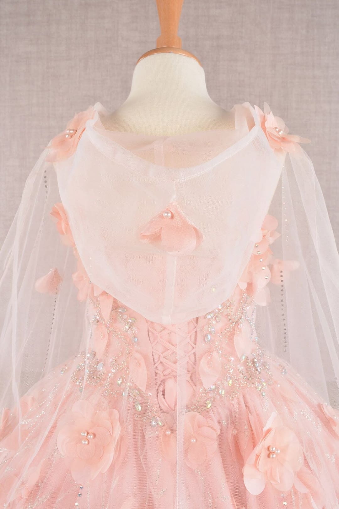 Girls 3D Floral Sleeveless Cloak Gown by Elizabeth K GK105 - Girls Formal Dresses