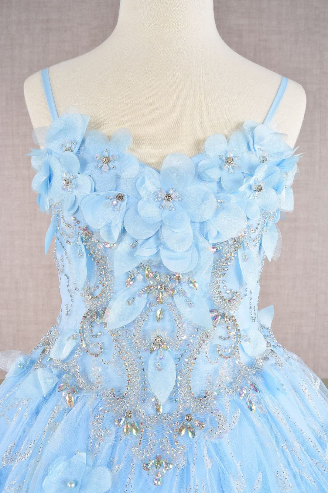 Girls 3D Floral Sleeveless Cloak Gown by Elizabeth K GK105 - Girls Formal Dresses