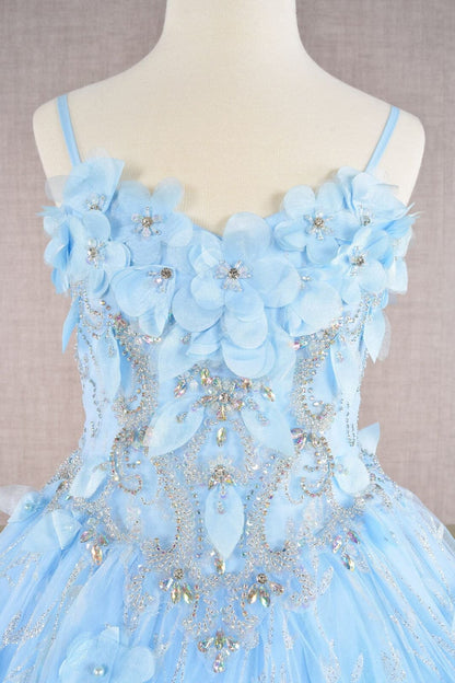 Girls 3D Floral Sleeveless Cloak Gown by Elizabeth K GK105 - Girls Formal Dresses