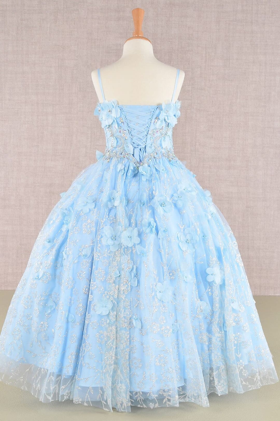 Girls 3D Floral Sleeveless Cloak Gown by Elizabeth K GK105 - Girls Formal Dresses