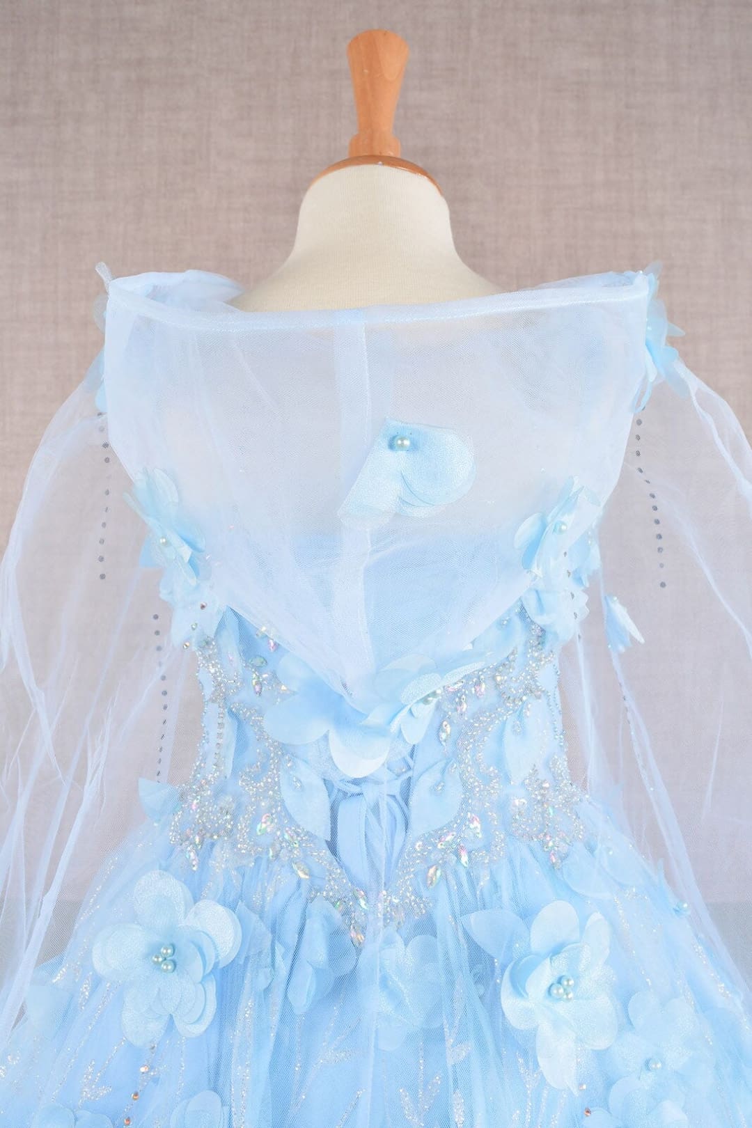 Girls 3D Floral Sleeveless Cloak Gown by Elizabeth K GK105 - Girls Formal Dresses