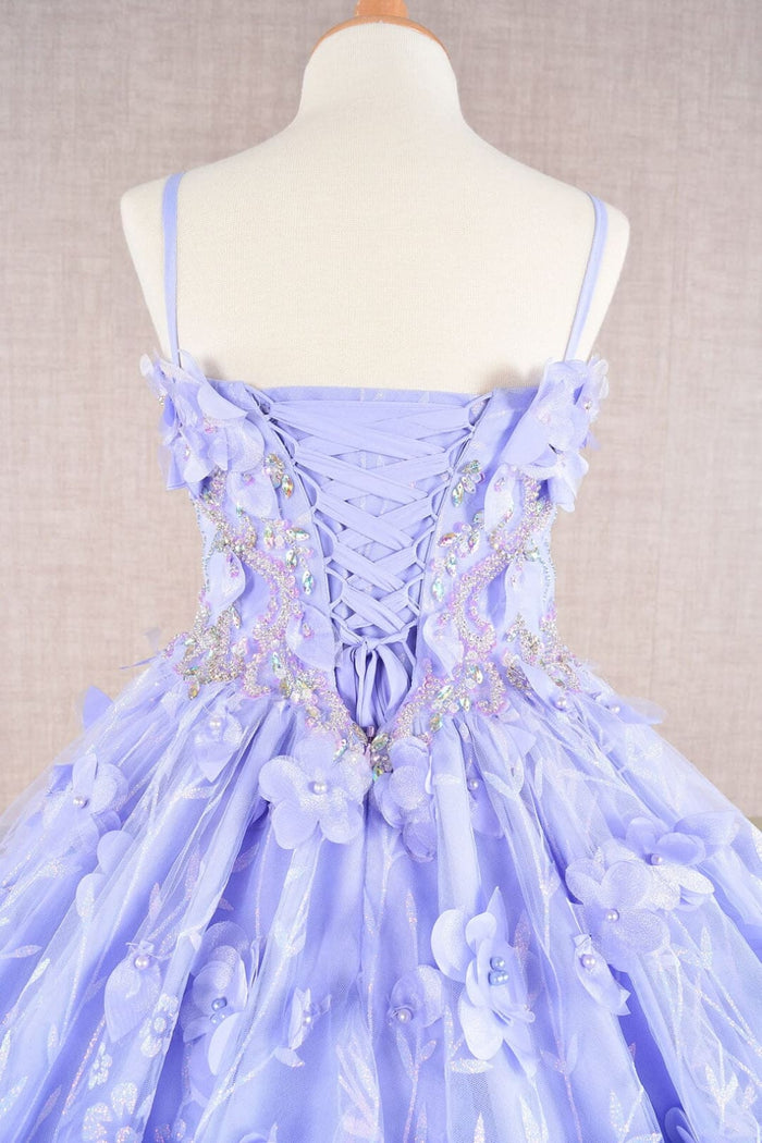 Girls 3D Floral Sleeveless Cloak Gown by Elizabeth K GK105 - Girls Formal Dresses