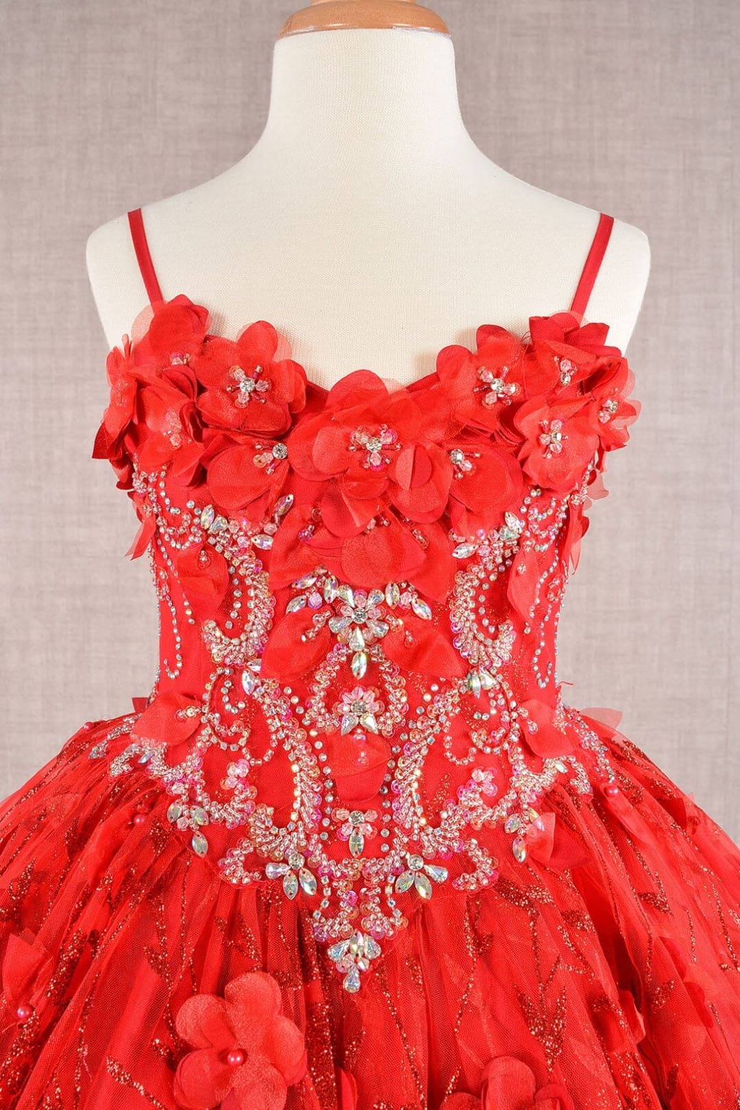 Girls 3D Floral Sleeveless Cloak Gown by Elizabeth K GK105 - Girls Formal Dresses