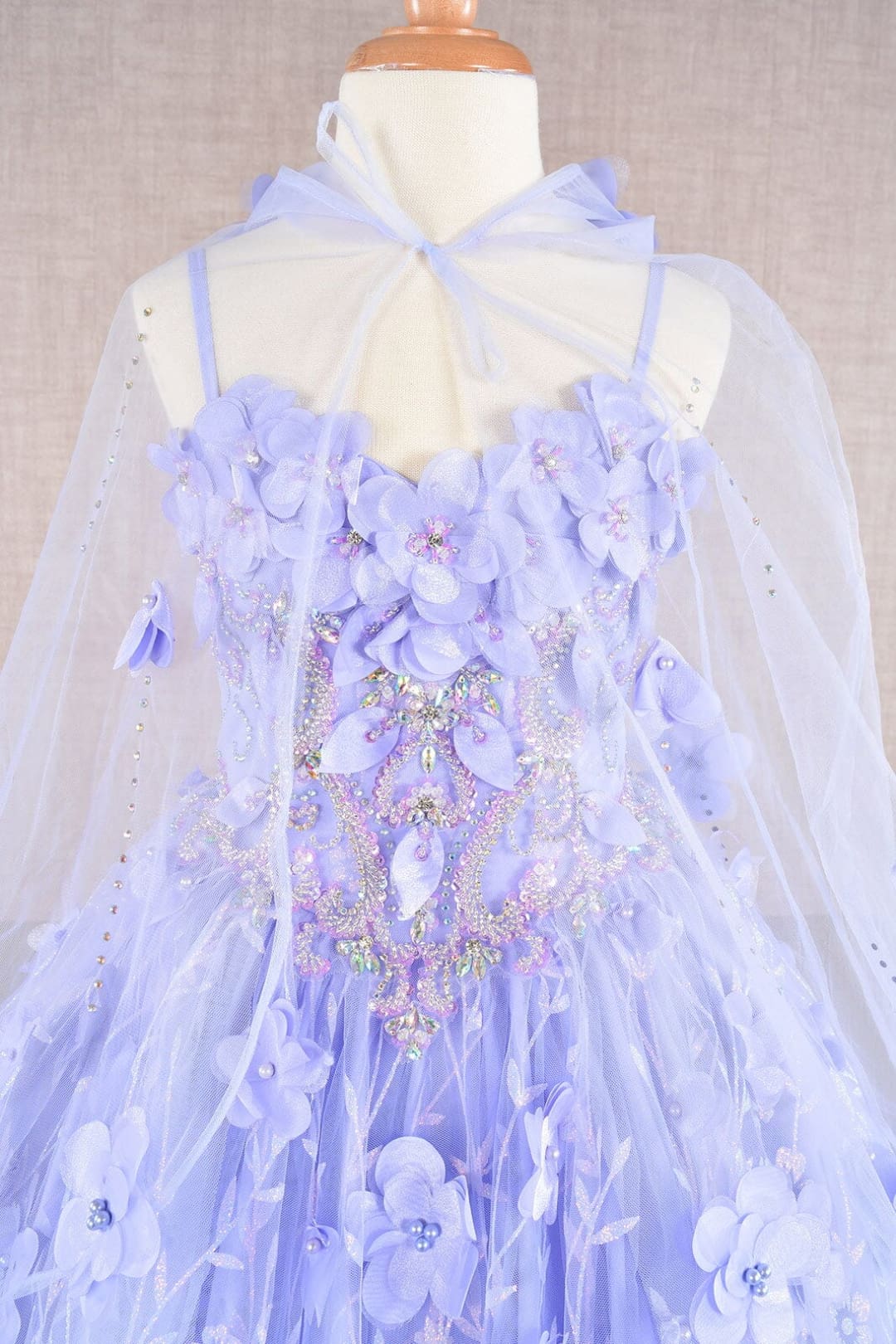 Girls 3D Floral Sleeveless Cloak Gown by Elizabeth K GK105 - Girls Formal Dresses