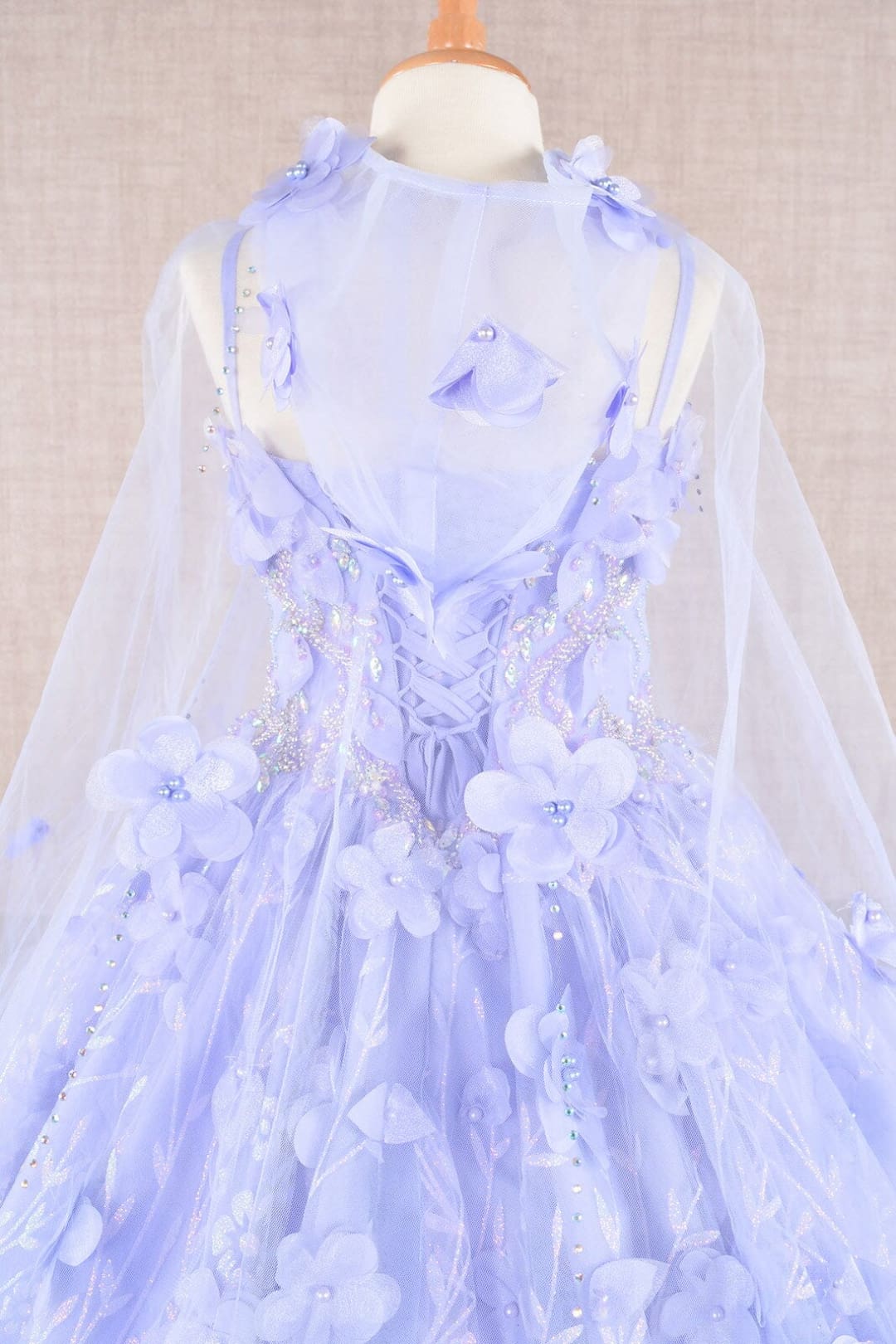 Girls 3D Floral Sleeveless Cloak Gown by Elizabeth K GK105 - Girls Formal Dresses