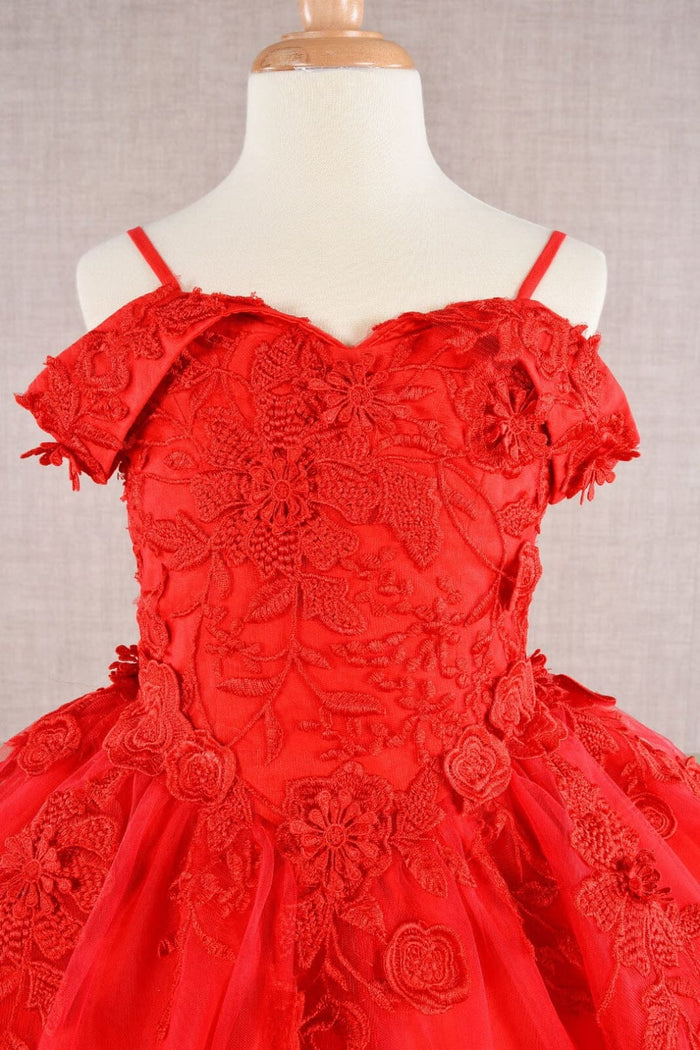 Girls Embroidered Cold Shoulder Gown by Elizabeth K GK112 - Girls Formal Dresses