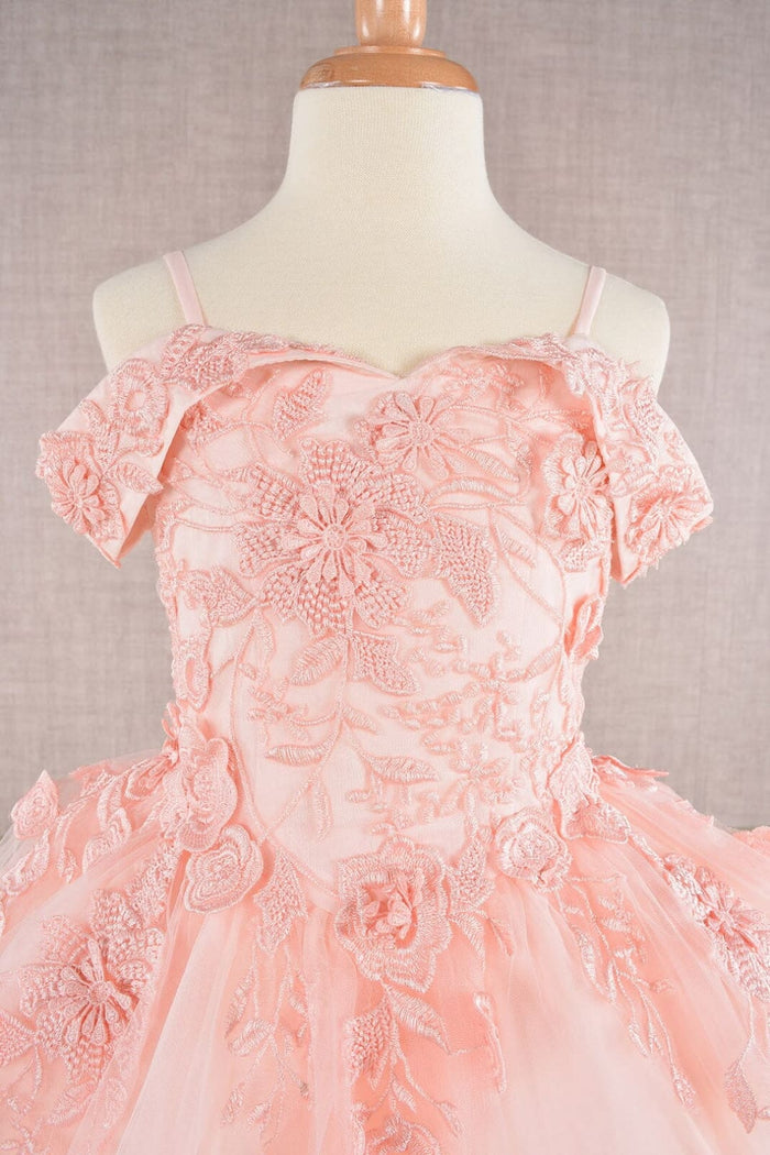 Girls Embroidered Cold Shoulder Gown by Elizabeth K GK112 - Girls Formal Dresses