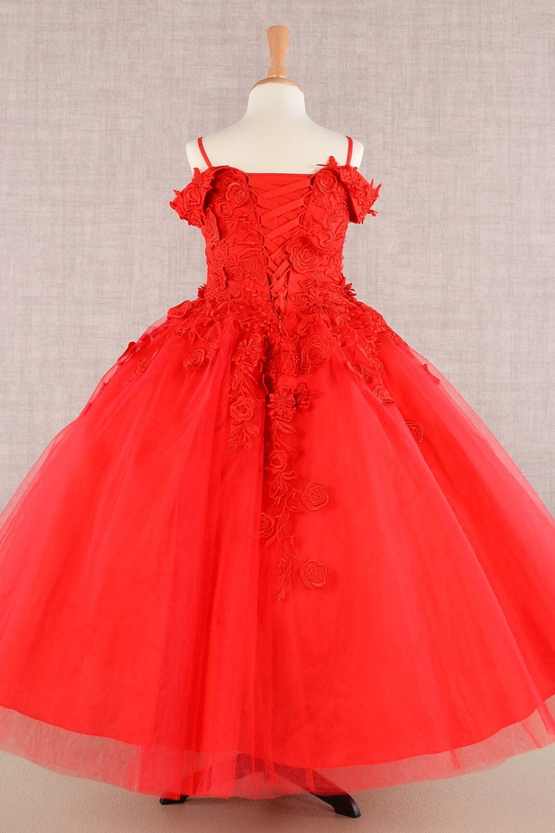 Girls Embroidered Cold Shoulder Gown by Elizabeth K GK112 - Girls Formal Dresses