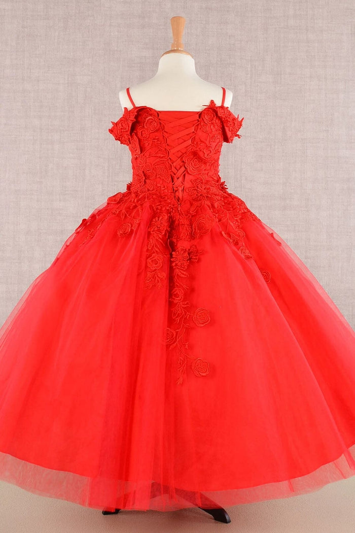 Girls Embroidered Cold Shoulder Gown by Elizabeth K GK112 - Girls Formal Dresses