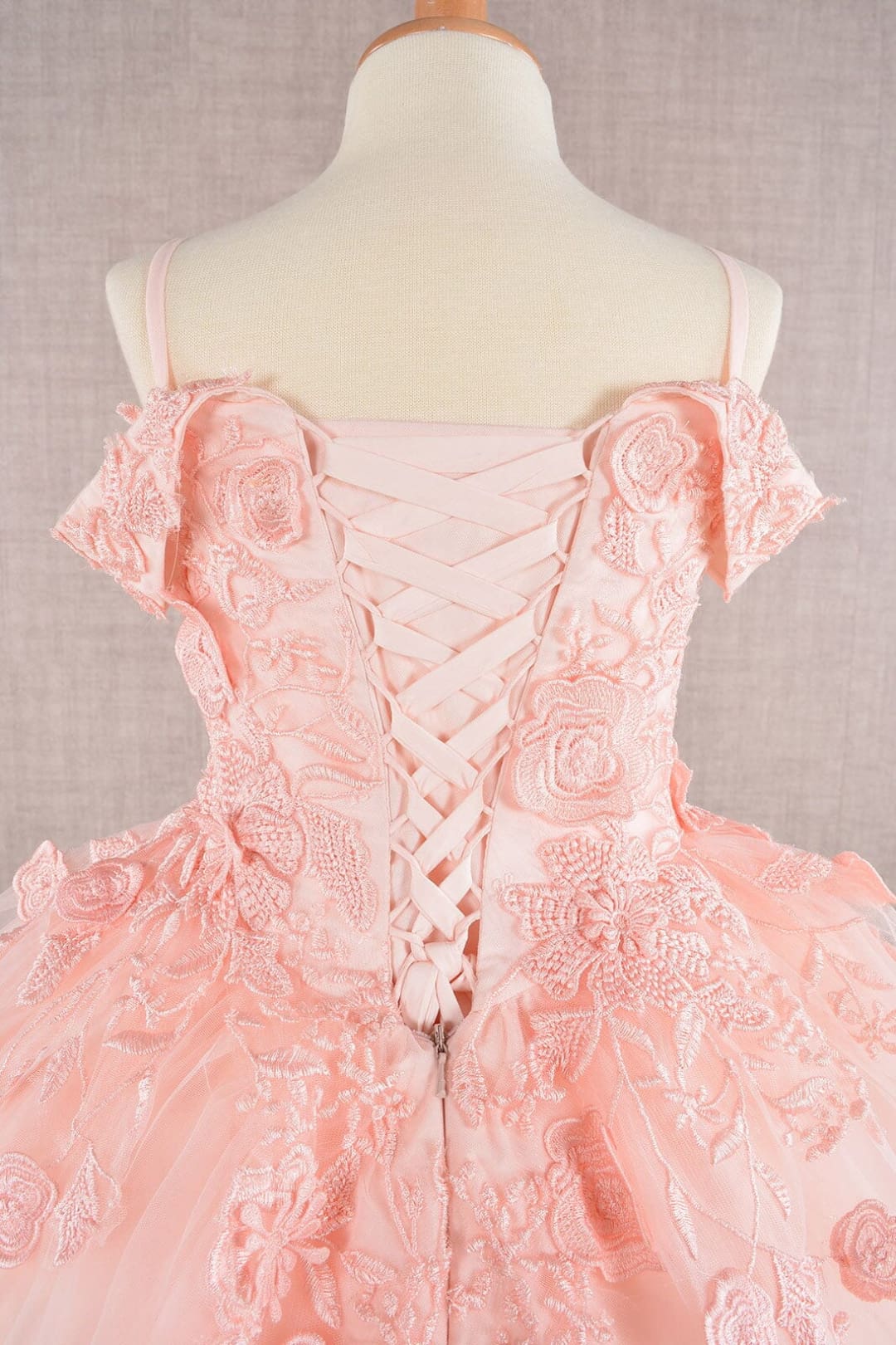 Girls Embroidered Cold Shoulder Gown by Elizabeth K GK112 - Girls Formal Dresses