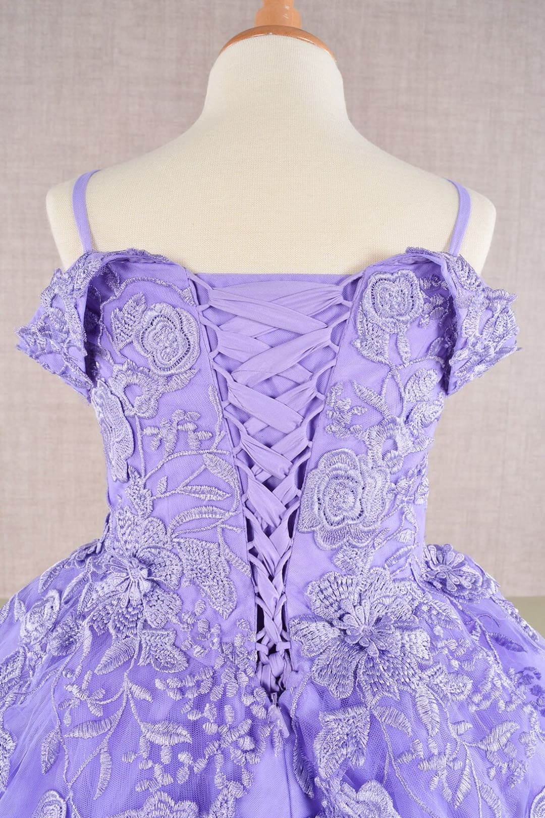 Girls Embroidered Cold Shoulder Gown by Elizabeth K GK112 - Girls Formal Dresses