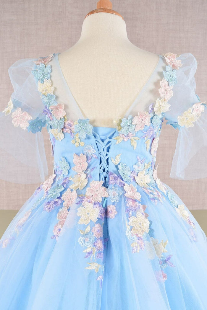 Girls Embroidered Short Sleeve Gown by Elizabeth K GK107 - Girls Formal Dresses