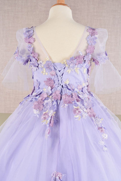 Girls Embroidered Short Sleeve Gown by Elizabeth K GK107 - Girls Formal Dresses