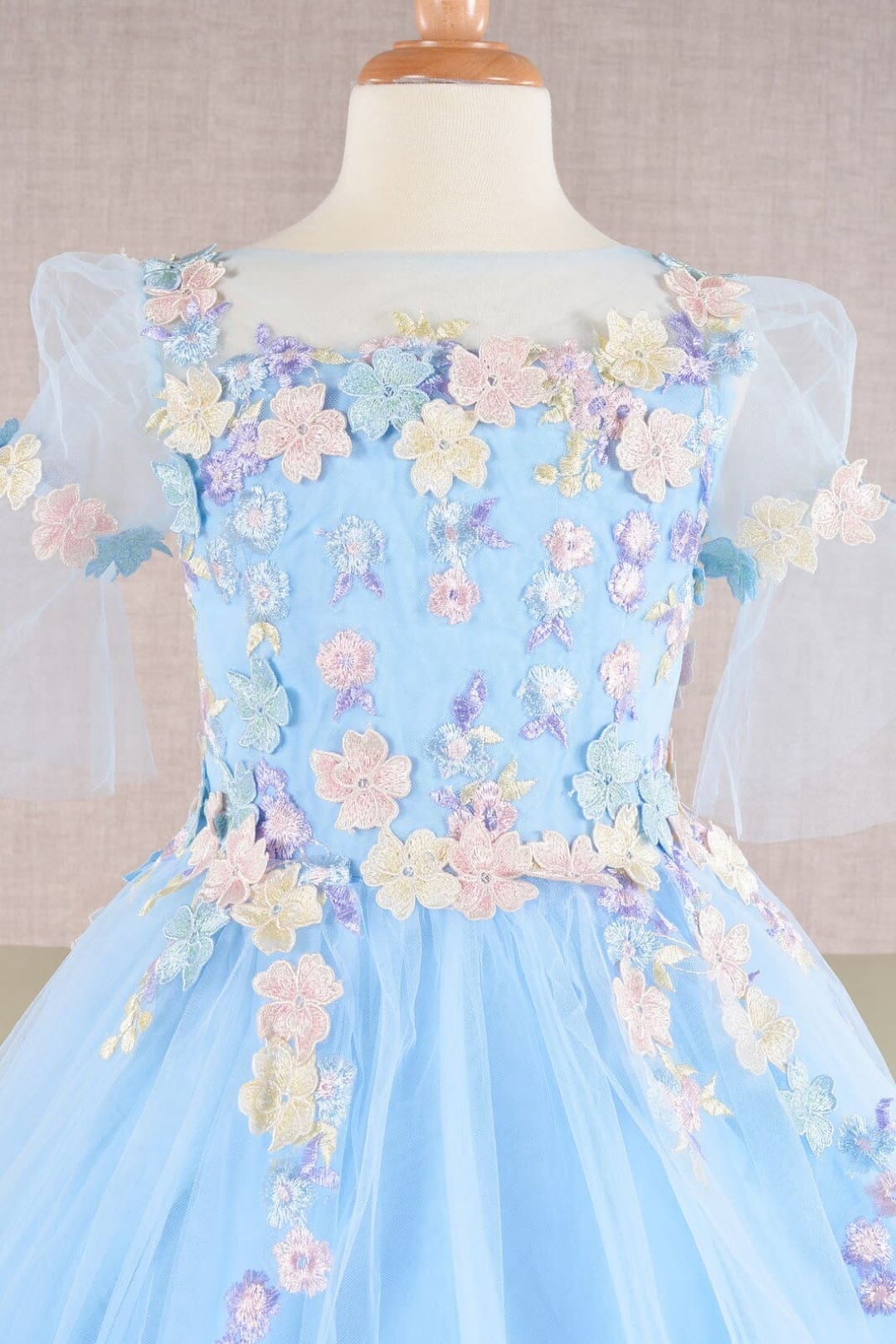 Girls Embroidered Short Sleeve Gown by Elizabeth K GK107 - Girls Formal Dresses