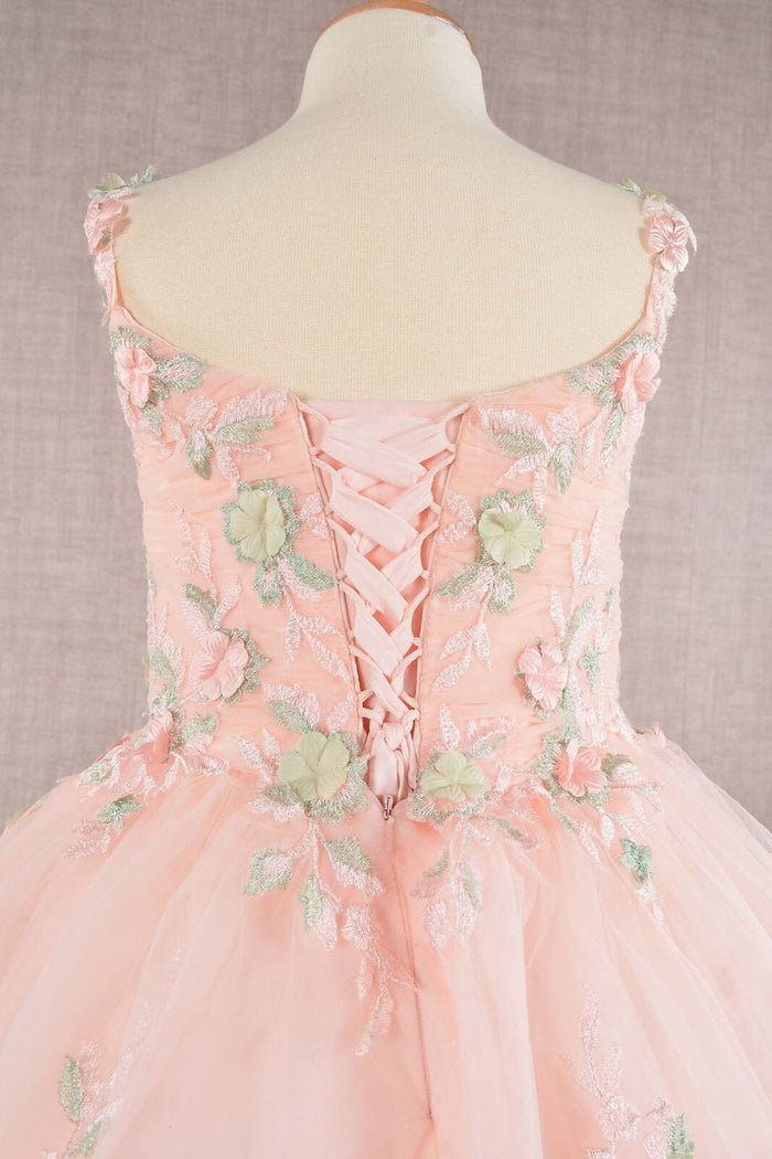 Girls Floral Applique Sleeveless Gown by Elizabeth K GK109 - Girls Formal Dresses