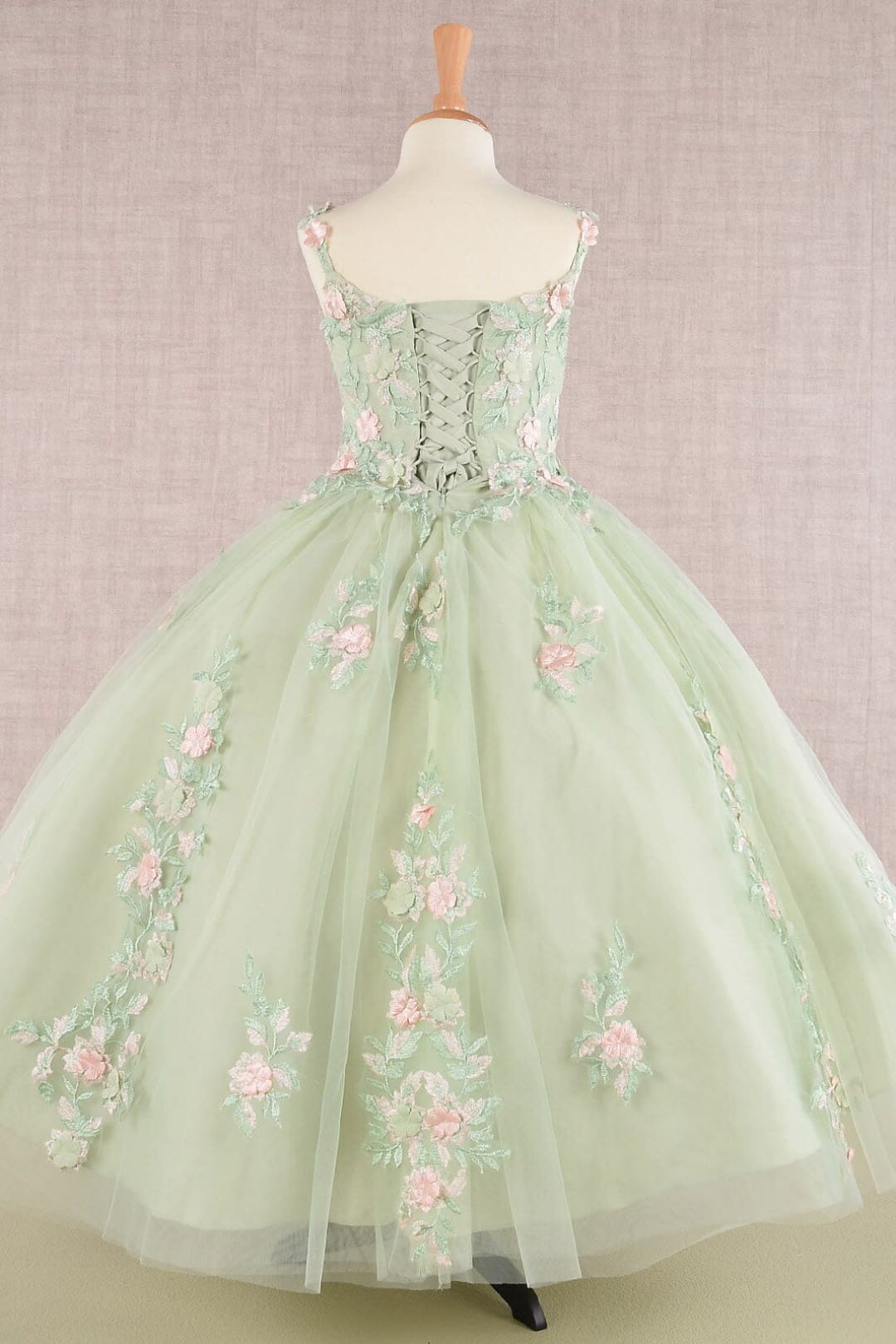 Girls Floral Applique Sleeveless Gown by Elizabeth K GK109 - Girls Formal Dresses