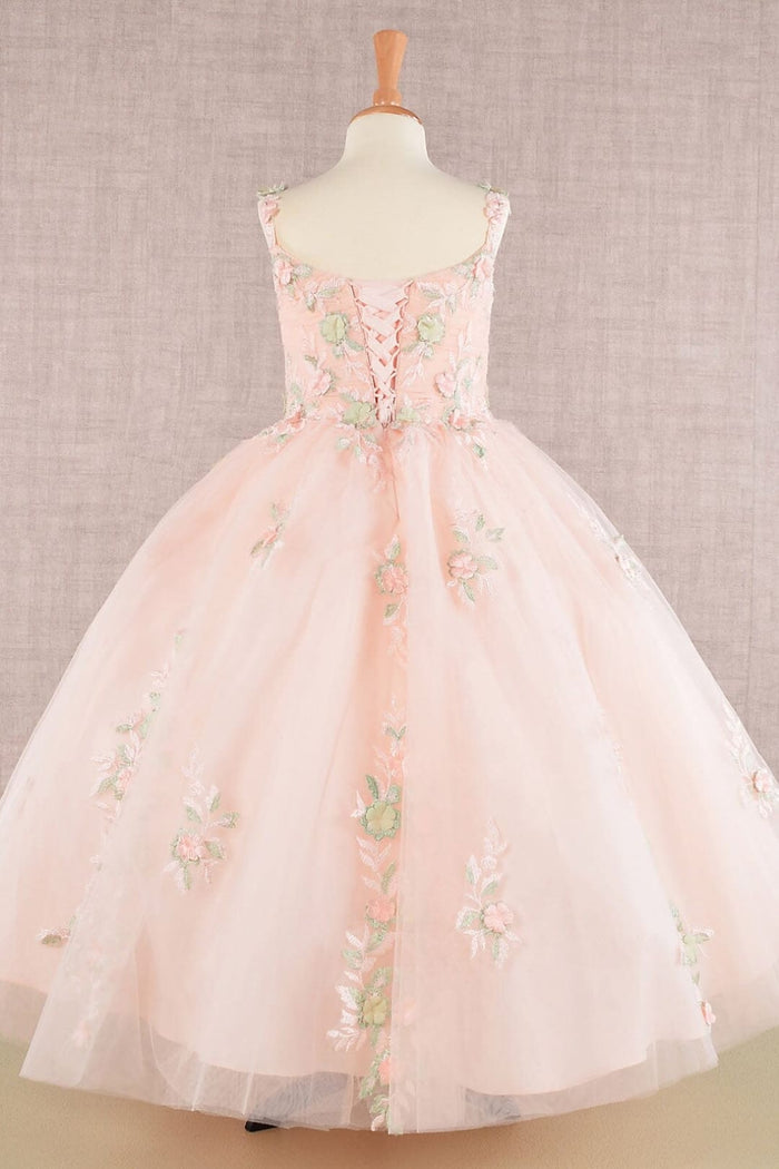 Girls Floral Applique Sleeveless Gown by Elizabeth K GK109 - Girls Formal Dresses
