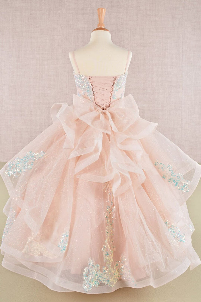 Girls Sequin Applique Sleeveless Gown by Elizabeth K GK106 - Girls Formal Dresses