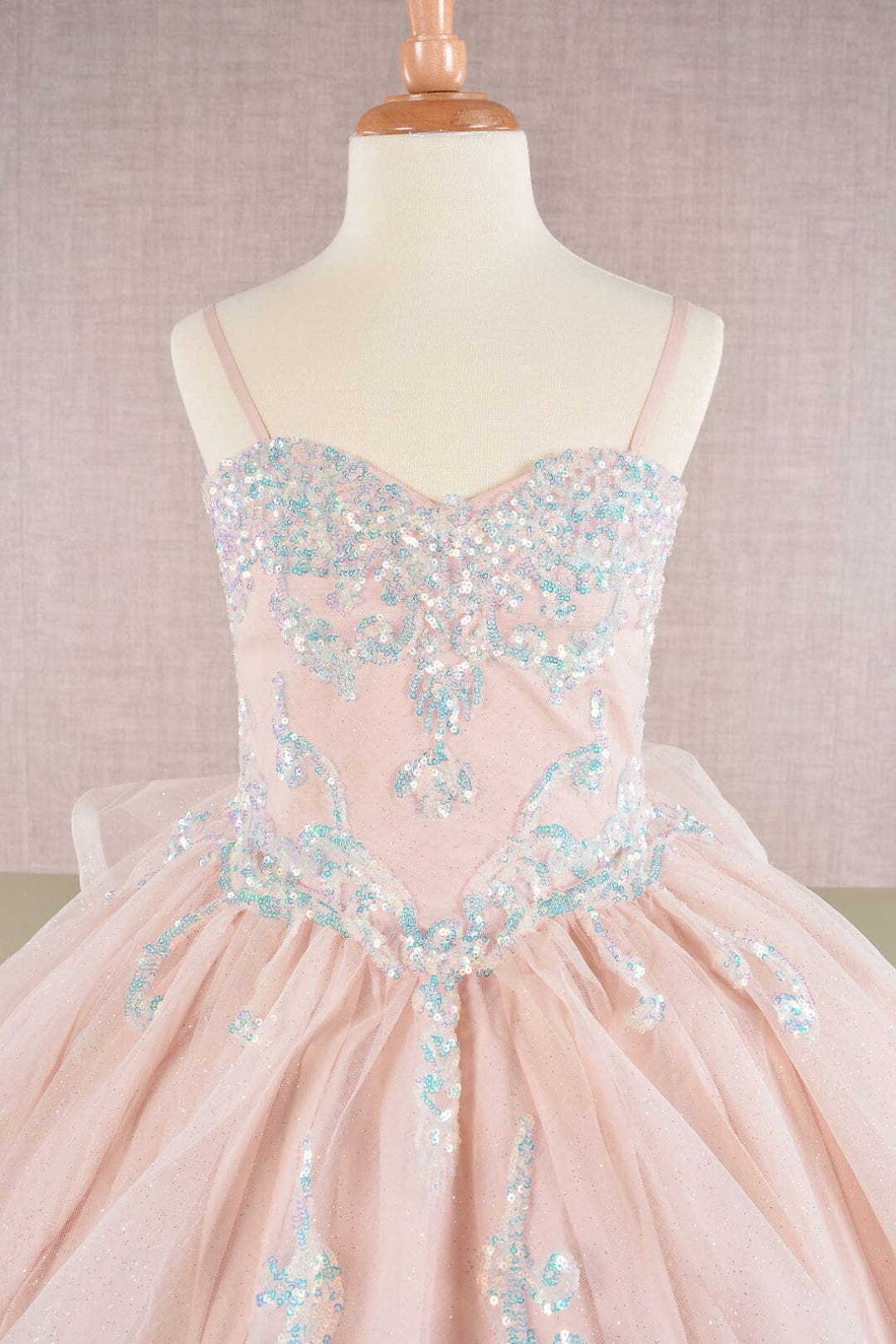 Girls Sequin Applique Sleeveless Gown by Elizabeth K GK106 - Girls Formal Dresses