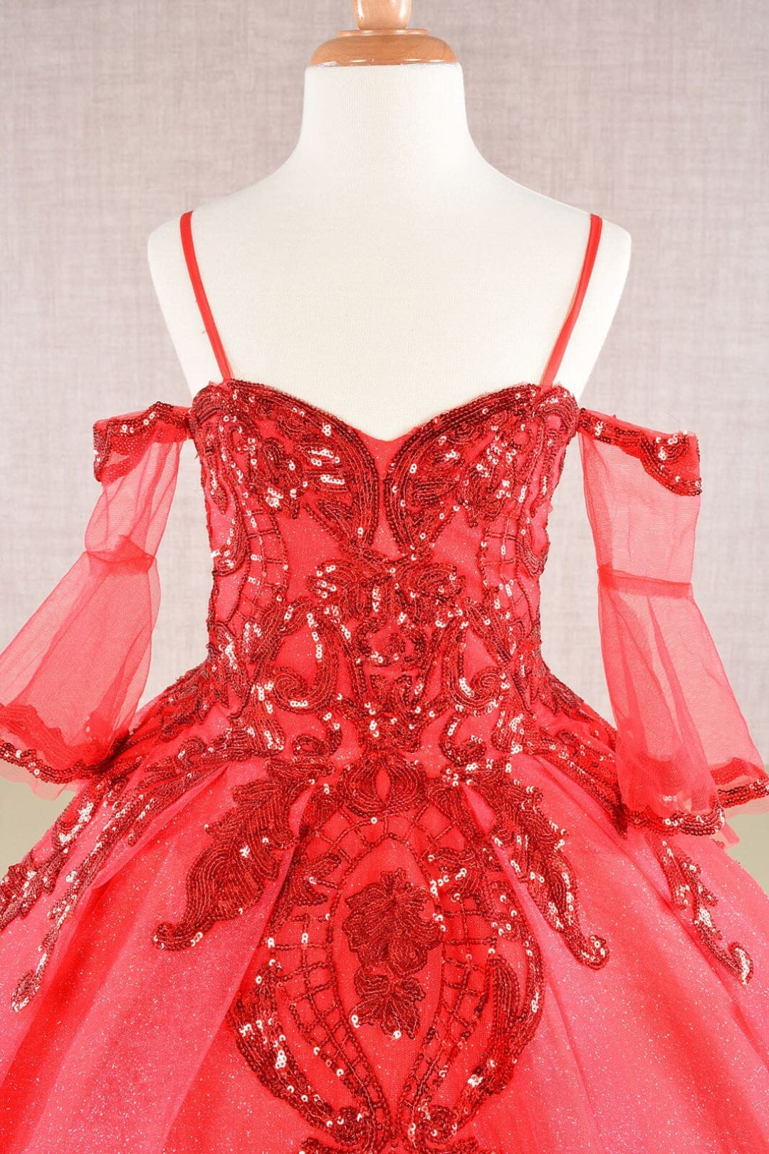 Girls Sequin Print Bell Sleeve Gown by Elizabeth K GK104 - Girls Formal Dresses