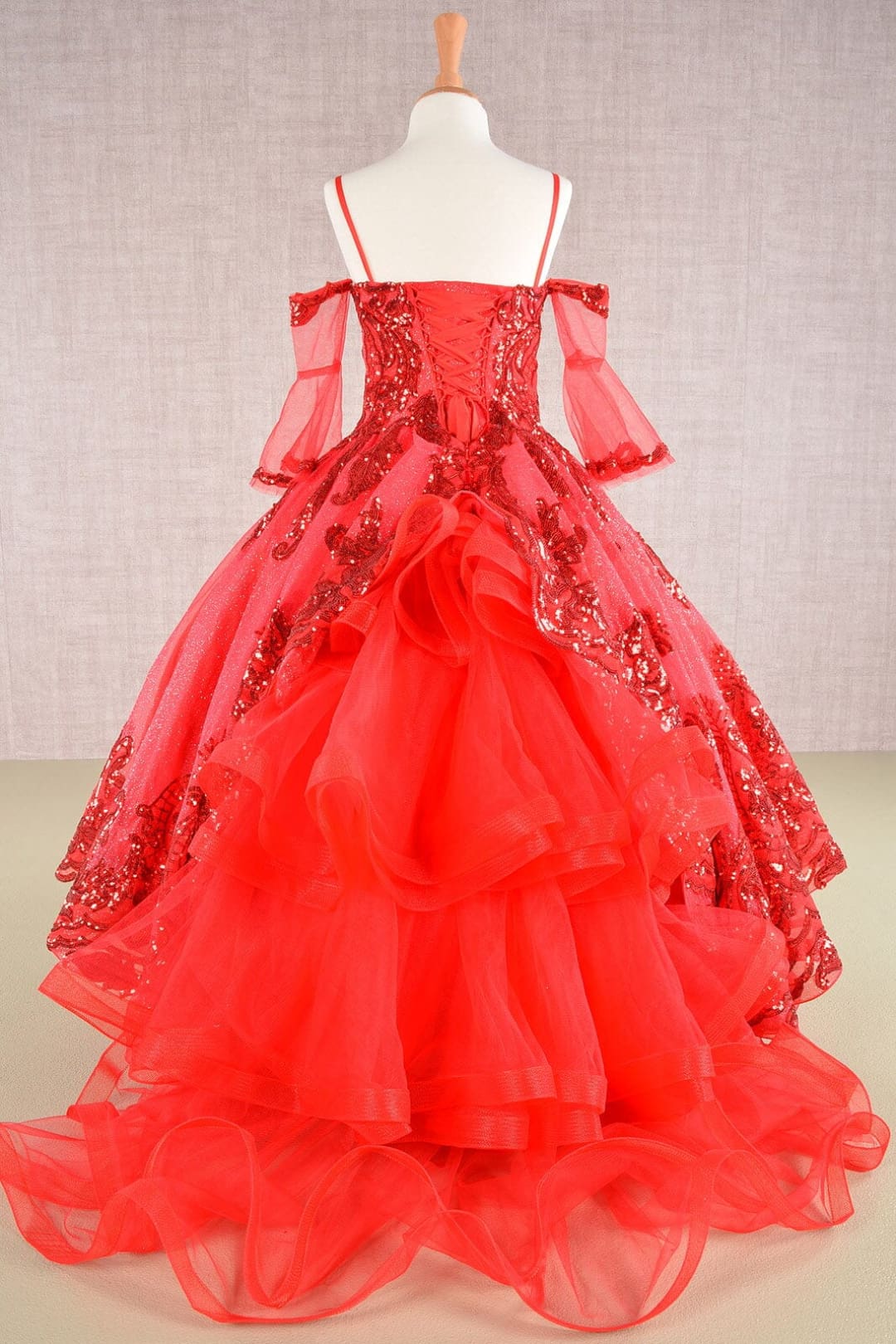 Girls Sequin Print Bell Sleeve Gown by Elizabeth K GK104 - Girls Formal Dresses