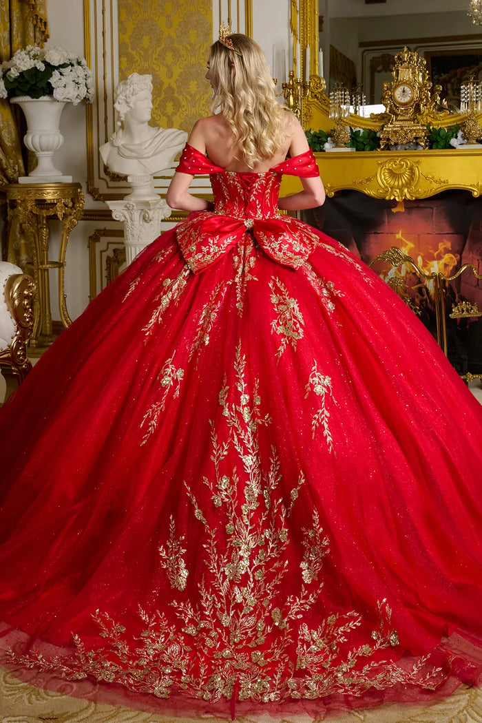 Red Quinceanera Dress Off Shoulder Ball Gown by Elizabeth K GL3631