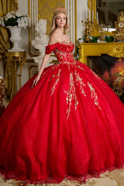 Red Quinceanera Dress Off Shoulder Ball Gown by Elizabeth K GL3631