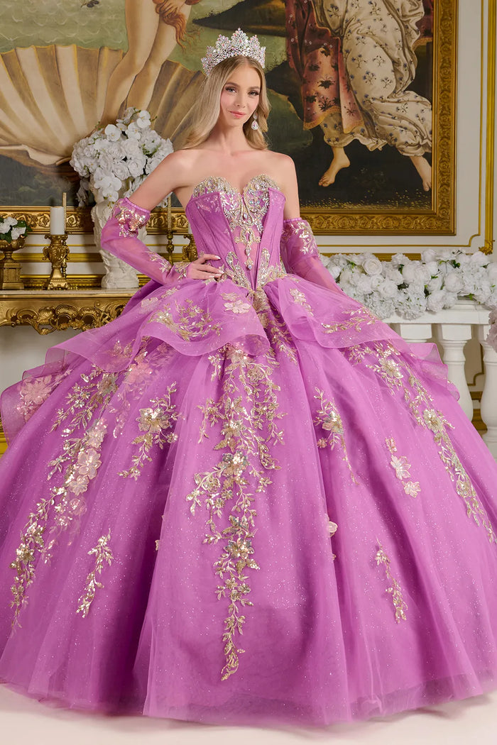 Strapless Long Sleeve Ball Gown by Elizabeth KGL3647